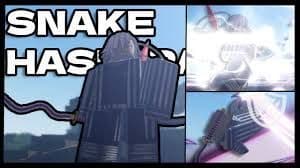 Video thumbnail with text "SNAKE HAS" and a character in a dark outfit.