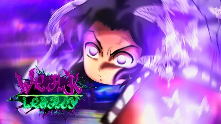 An anime character with glowing purple eyes and intense expression unleashes a powerful energy attack.